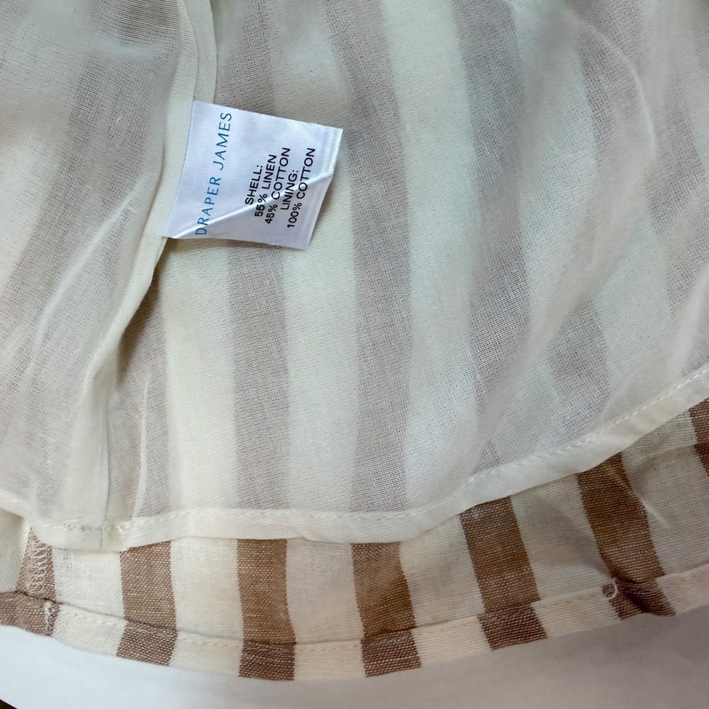 Draper James Maddie Babydoll Dress Women 3X Camel Stripe Linen Blend Ruffle NEW‎ - Picture 3 of 8